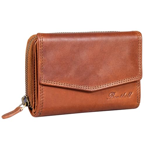 Benthill Portemonnaie Damen Leder - RFID Echtleder Geldbörse - Vintage...