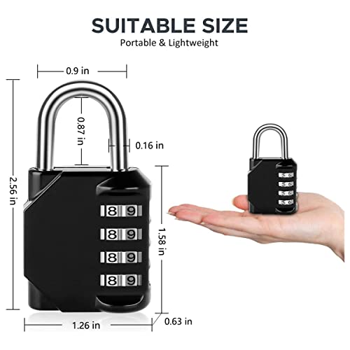 Image of Combination Lock Resettable 4 Digit Padlock with Combination, TPARIS Waterproof and Heavy Duty Combination Padlock Outdoor for School Gym Locker, Fence Gate, Toolbox, Employee Hasp Locker - Black