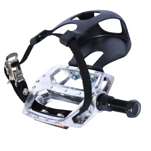 FOLODA Pedales de bicicleta con correas y clip para los dedos, pedales antideslizantes para bicicleta estática giratoria y bicicletas al aire libre
