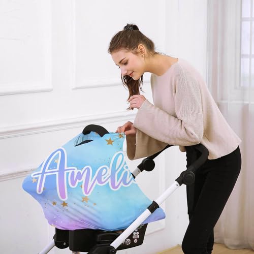 Image of Personalised Car Seat Cover for Girls and Boys - 7 in 1 Multipurpose Breast Feeding Cover, Nursing Cover, Galaxy Star Grocery Cart Cover - Birthday Gift for Babies
