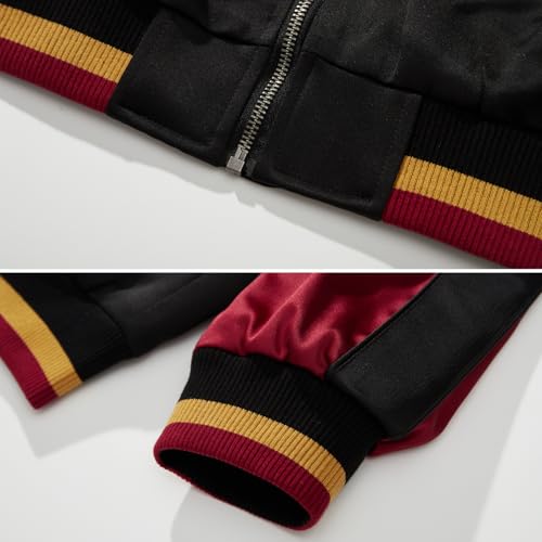 Satin Embroidery Bomber Jacket Oversized Spring Autumn Streetwear Coat Japanese Style Zip Up Windbreaker for Men4