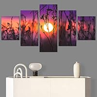 SIGNWIN 5 Panel Canvas Wall Art Setting in The Trees for Home Decorations Ready to Hang - 60