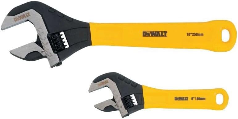 DWHT75497 2 Pc. Dip Grip Adjustable Wrench, Yellow
