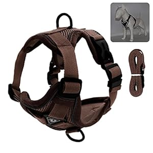 Dog harness Powerful Pet Dog Harness Dog Training Vest Medium And Large Dogs Adjustable Outdoor Protective Harness Collar-Coffee,S 30X37Cm