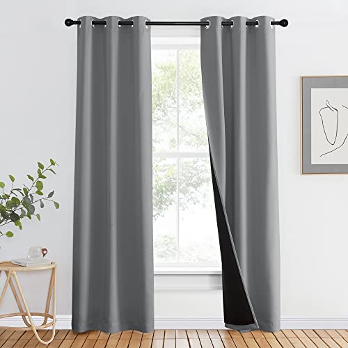 NICETOWN Full Shade Curtain Panel, Energy Smart & Noise Blocking Out Blackout Drape for Dining Room Window, Thermal Insulated Guest Room Lined Window