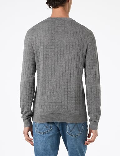 HUGO Men's Grid Pattern Cotton Knit Sweater3