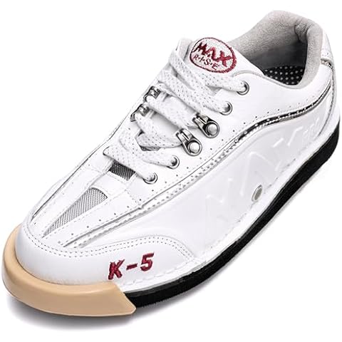 MAXWELTER K-5 Pro Bowling Shoes for Professional Bowler Interchangeable Sole White Cover