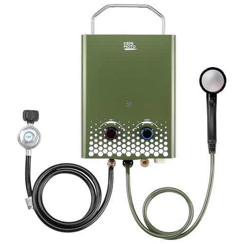 KEMIMOTO Tankless Portable Propane Water Heater Outdoor，1.32Gpm 34000 BTU Camping Portable Water...