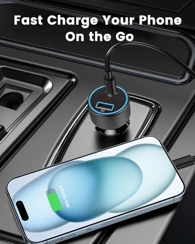 Image of Universal 4-in-1 Car Charger | Retractable Cable | 55W Fast Charging | Type-C, Light-ning & USB Ports(55W Car)