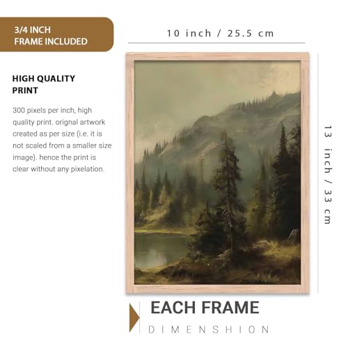 Image of kotart Big Aesthetic Mountains View Wall Art Paintings | Lake View Framed Painting | Nature Art Vastu Frames for Living Room Bedroom Wall Decor Set Of 3 (10X13 inch)