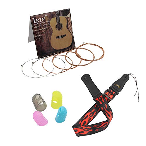KKmoon Kit de acessórios para violão folk acústico, incluindo alça de guitarra + cordas de guitarra