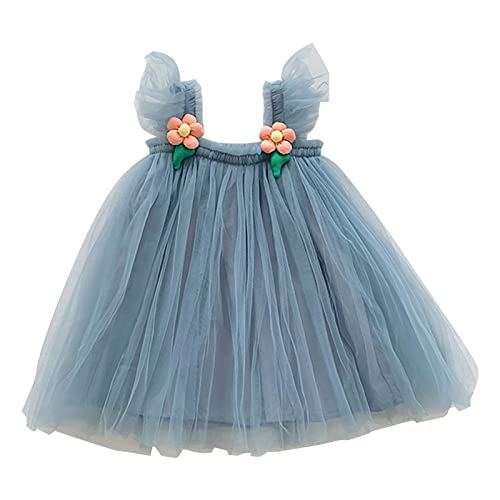 Toddler Girls Fly Sleeve Solid Color Tulle Dress Dance Princess Dresses Kids Clothes Summer Vacation Cute Sundress for Girl