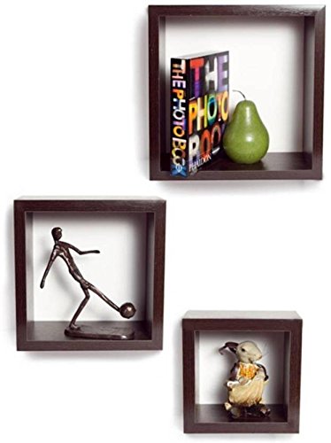 Onlineshoppee Cuadrado Set of 3 MDF Wall Shelf