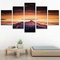 SIGNWIN 5 Panel Canvas Wall Art Sunset in The Mountains for Home Decorations Ready to Hang - 60