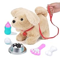 Hund Spielzeug Kinder Mit Leine Der Läuft und Bellt,Elektronisches Haustier Hund Spielzeug ,Dog Spiel Interaktiver Laufender Hund mit Gehen, Bellen, Schwanzwedeln für Kinder Junge Mädchen 2 3 4 Jahre