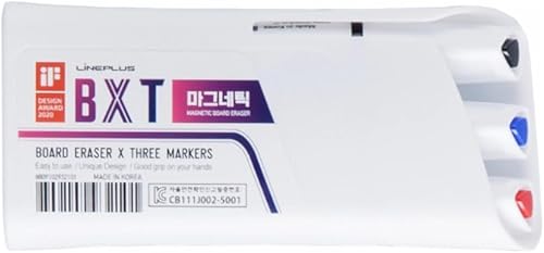 BXT - Juego de iniciación de marcadores de borrado en seco, punta de bala, colores surtidos, borrador de pizarra blanca magnética, 4 unidades, fácil