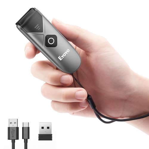Eyoyo Bluetooth 2D&1D Barcode Scanner, Portable Wireless Mini Barcode Reader with 2.4G...
