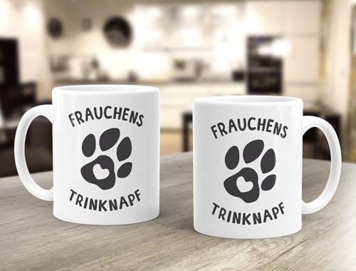 MoonWorks® Kaffee-Tasse Spruch Frauchens Trinknapf Hundepfote-Motiv Becher Bürotasse Tasse Hundeliebhaber weiß unisize - 3