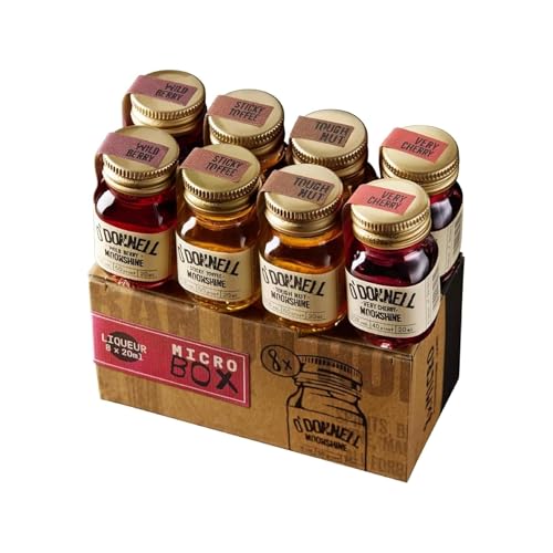 ODonnell Moonshine Bestsellers Collection | Micro Set 8 x 20ml | Tough Nut Sticky Toffee Very Cherry Wild Berry | Taster Liqueur Gift Set