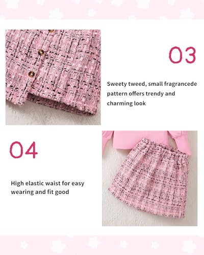 Image of Toddler Girl Clothes Fall Winter Girls Clothing Set Long Sleeve T-Shirt Tops & Plaid Mini Skirts Dress 2Pcs Outfits