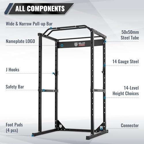 Major Fitness Power Rack Power Cage, F16 All-in-One Multi-Function Squat Rack for Home Gym(Black) - Thumbnail 2