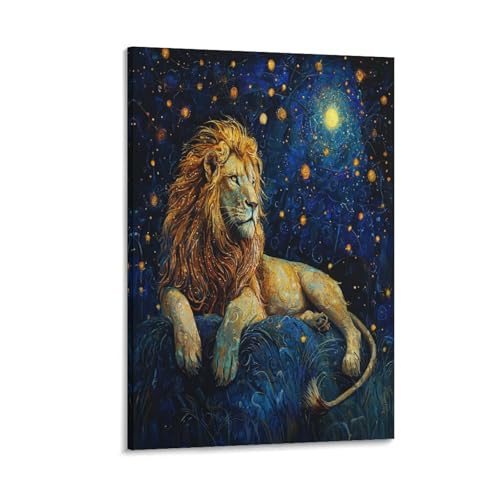 Lion Murale Toile pour Murs Vides Affiche Déco Salon et Couloir 20x30"