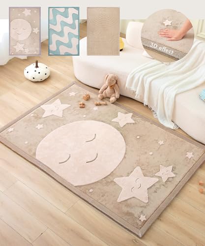Image of Hakuna Matte CloudRise Baby Play Mat for Floor 60 inch x 80 inch Moon & Stars