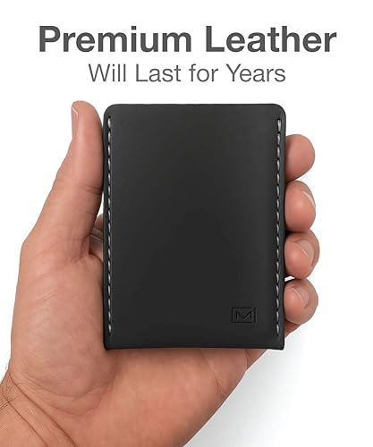Slim Leather Wallet – Minimalist Card Holder for Men & Women – Front Pocket Design – Easy Bottom Access – Holds 2–10 Cards – Premium Leather – Full Protection (Black)3