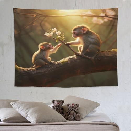 Tapisserie singe PAZZK tenture murale suspendue grand format 150x200cm art moderne
