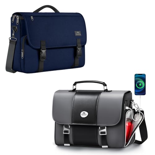 MATEIN PU Leather Messenger Bag with Cooler & USB Charging Port, Briefcases Lightweight Men's Laptop Bag 17.3 inch