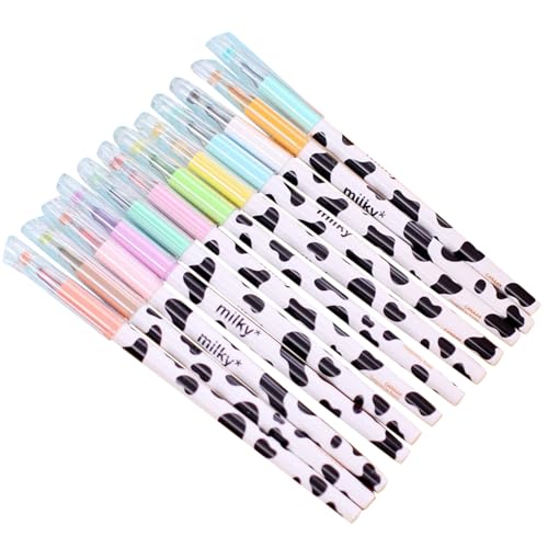 12 bolígrafos de gel con tinta multicolor diseño vaca kawaii