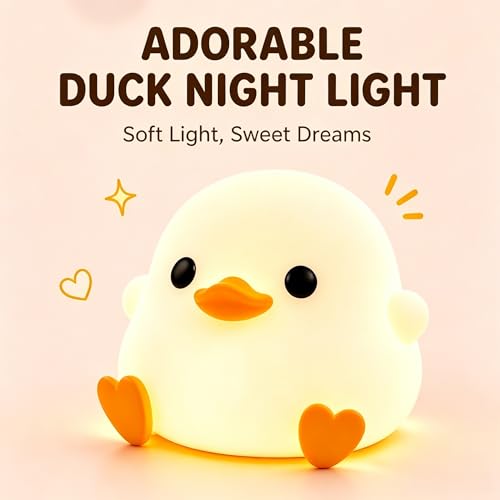 Lampara de noche pato de silicona adorable y suave miniatura 2