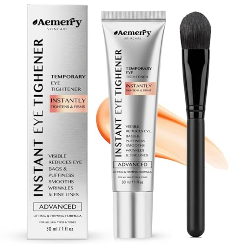 Instant Firm Temporary Eye Tightener: Advanced Tightening & Lifting Cream With Brush For Eye Bags Wrinkles Puffiness Fine Lines Lightweight Easy Wear Formula Gentle For All Skin Types. 1 Oz
