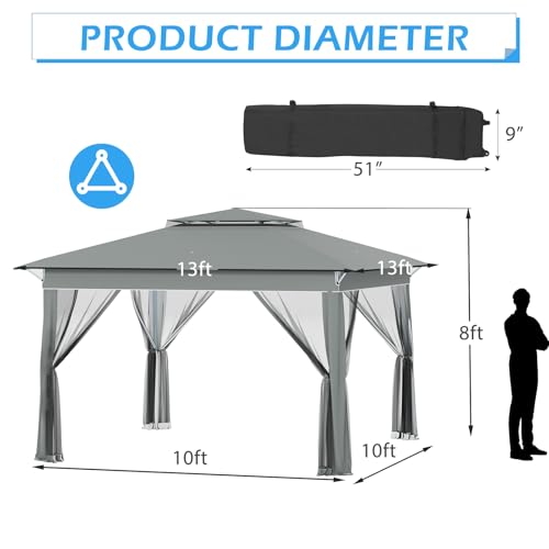 ECOTOUGE 13x13 FT Pop Up Canopy Tent for Outdoor Garden and Backyard UV Resistant Mosquito Nettings Carrying Roller Bag Dark Grey
ECOTOUGE Pop Up Canopy Tent with Mosquito Nettings Instant Setup for Patio Party Dark Grey Outdoor Garden and Backyard
E