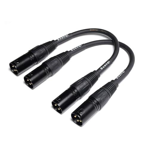 Suanqi Microphone Cable XLR Adapter Male to Male XLR Cable XLR 3pin Audio Extension Cable 6 inches 2 Pack