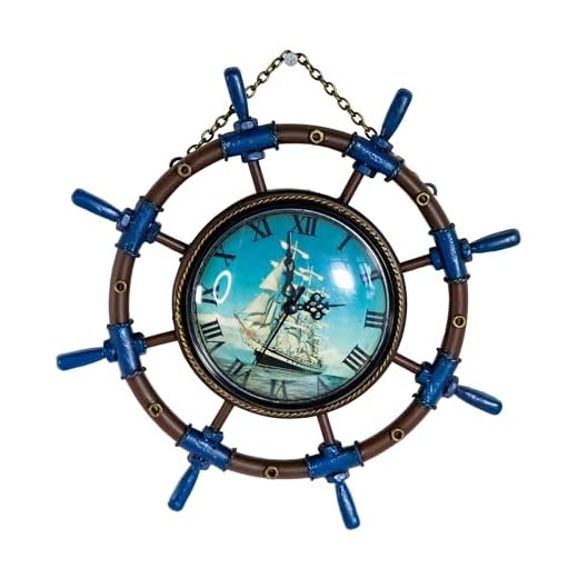 Berfutall-Metal Ship Steering Wheel Wall Clock - Nautical Boat Rudder Art, Battery Operated Hanging Decoration for Living Room, Bedroom, Office - Unique Home Decor Gift Idea (C)