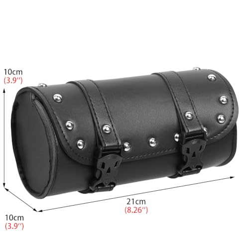 Bolso alforja para horquilla de motocicleta de cuero PU, universal, impermeable y resistente, negro miniatura 5
