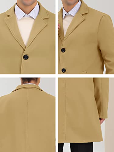 Image of Lars Amadeus Men's Trench Coat Lapel Collar Single Breasted Warm Long Peacoat Overcoat