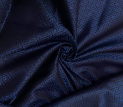 Tissu en brocart de soie bleu royal géométrique 114 cm BRO1141 pour haute couture
