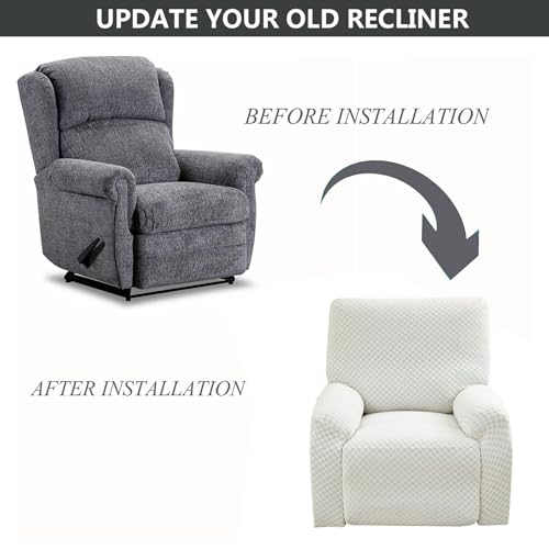 Funda de sillón reclinable elástica OBASDFD protectora gris oscura con bolsillo lateral útil 8