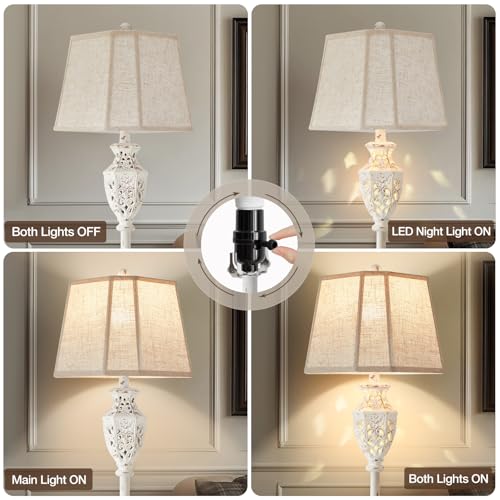 Image of Luvkczc Rustic Floor Lamp - Resin Carved Base with Hollow Night Light