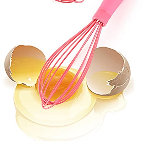 Batidor de huevos de cocina, mini batidores de silicona antiadherente, globo pequeño, para el hogar, diseño de alambre de acero 8