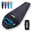 QEZER Daunenschlafsack Winter Schlafsack Outdoor 5°C bis -20°C Daunen Schlafsack 4 Jahreszeiten für Camping,Wandern und Trekking