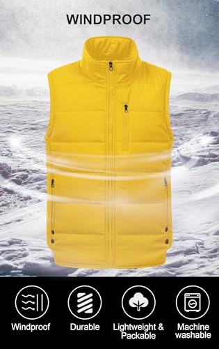 Chrisuno Men's Lightweight Winter Puffer Ski Vest Jacket Packable Outerwear3