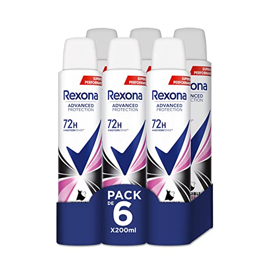 Rexona Desodorante Aerosol Advance Protection Invisible Pure 72 h para mujer 200 ml - Pack de 6