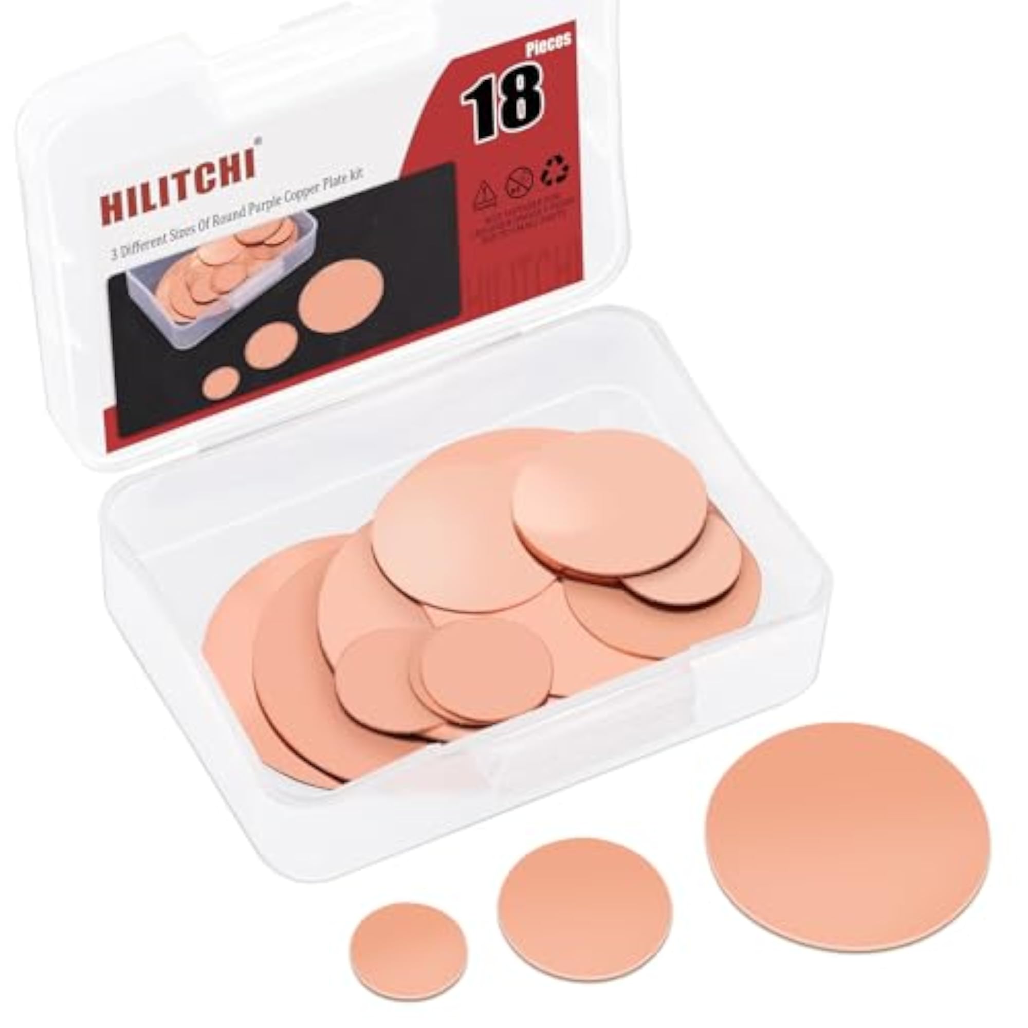 18Pcs Pure Copper Sheet Round Copper Plate Set