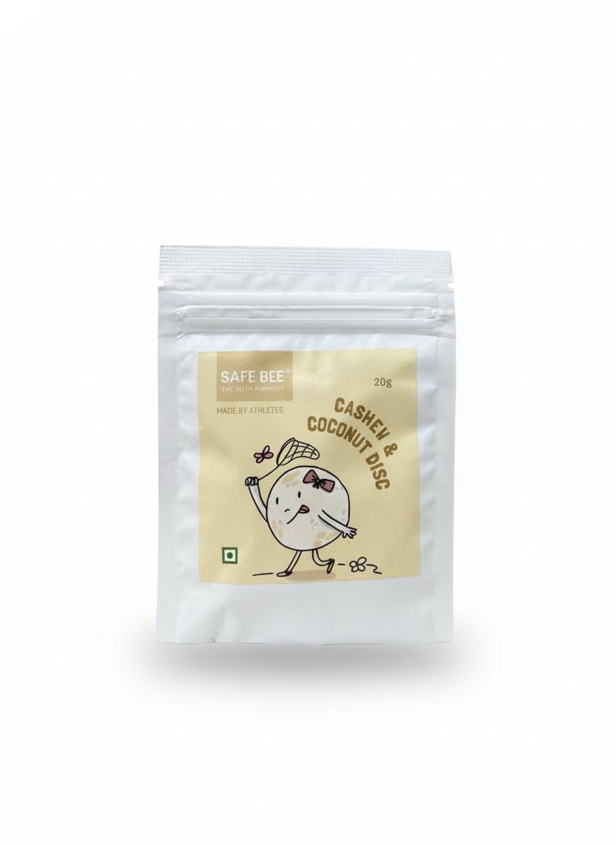 SAFE BEE - Clean Dessert Bite | Cashew & Coconut Disc 20g | Pack of 6 (20g x 6) | Whole Date-Sweetened | 3 Whole Food Ingredients (Cashews, Dates, Desiccated Coconut) & 1 Spice (Cardamom) | No Artificial Sweeteners | Kid-Approved | No Preservatives | Vegan | Gluten-Free | Top-Grade Nuts-image-39