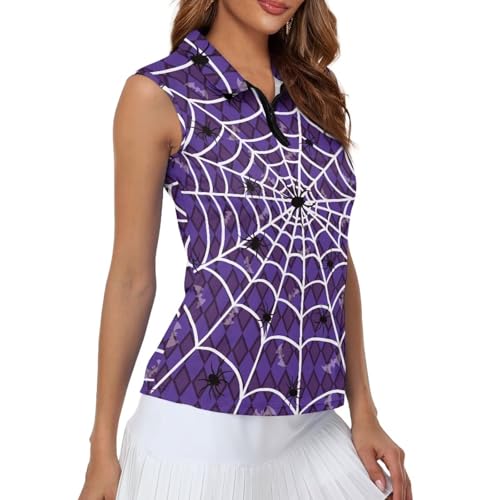 Women's Golf Shirts Sleeveless Collared Polo Tank Top Quick Dry Tennis V-Neck Ladies Sports UPF 50+2