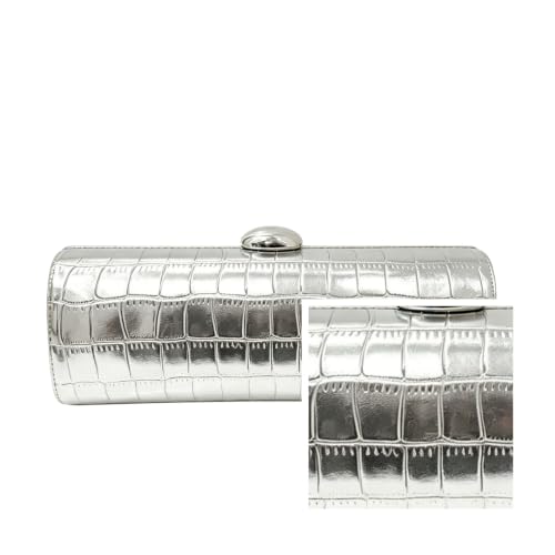 Image of Women Vegan Leather Evening Handbag Crocodile Pattern Handle Clutch Purse Cross Body Envelope Bag