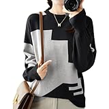 [unifiss] ニット バイカラー 配色 柄 クルーネック 長袖 可愛い 暖かい 秋冬 トップス プルオーバー インナー いんなー 作業服 事務服 じむふく 事務 あきふゆ オータムウインター 学生 若者 防寒 寒くない 長い袖 ナガソデ 体型カバー ゆったり ゆったり かわいい 可愛い 綺麗め キレイ おしゃれ すっきり スッキリ ネック 首元 灰 グレー 3A-U03-GYL